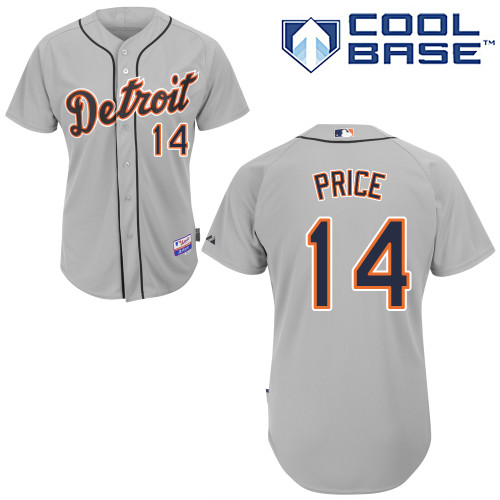 David Price #14 MLB Jersey-Detroit Tigers Men's Authentic Road Gray Cool Base Baseball Jersey